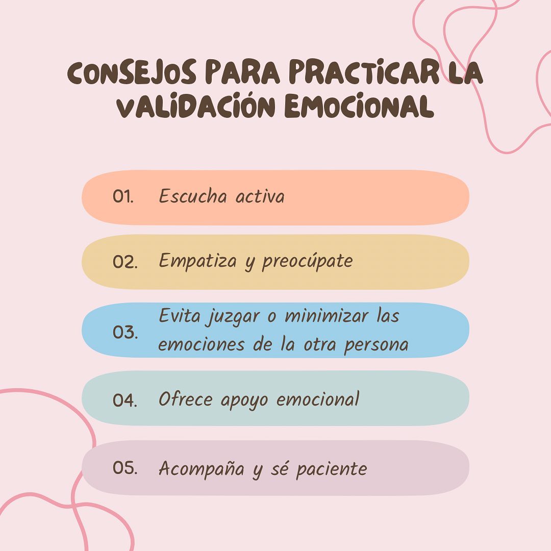 Publicación de Marta sobre validación emocional